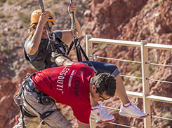 Strapping in for the zipline